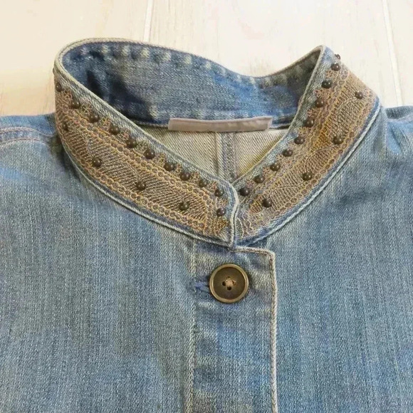 Kate Hill Denim Jean Jacket Poets Collar Size 16 - Picture 4 of 8